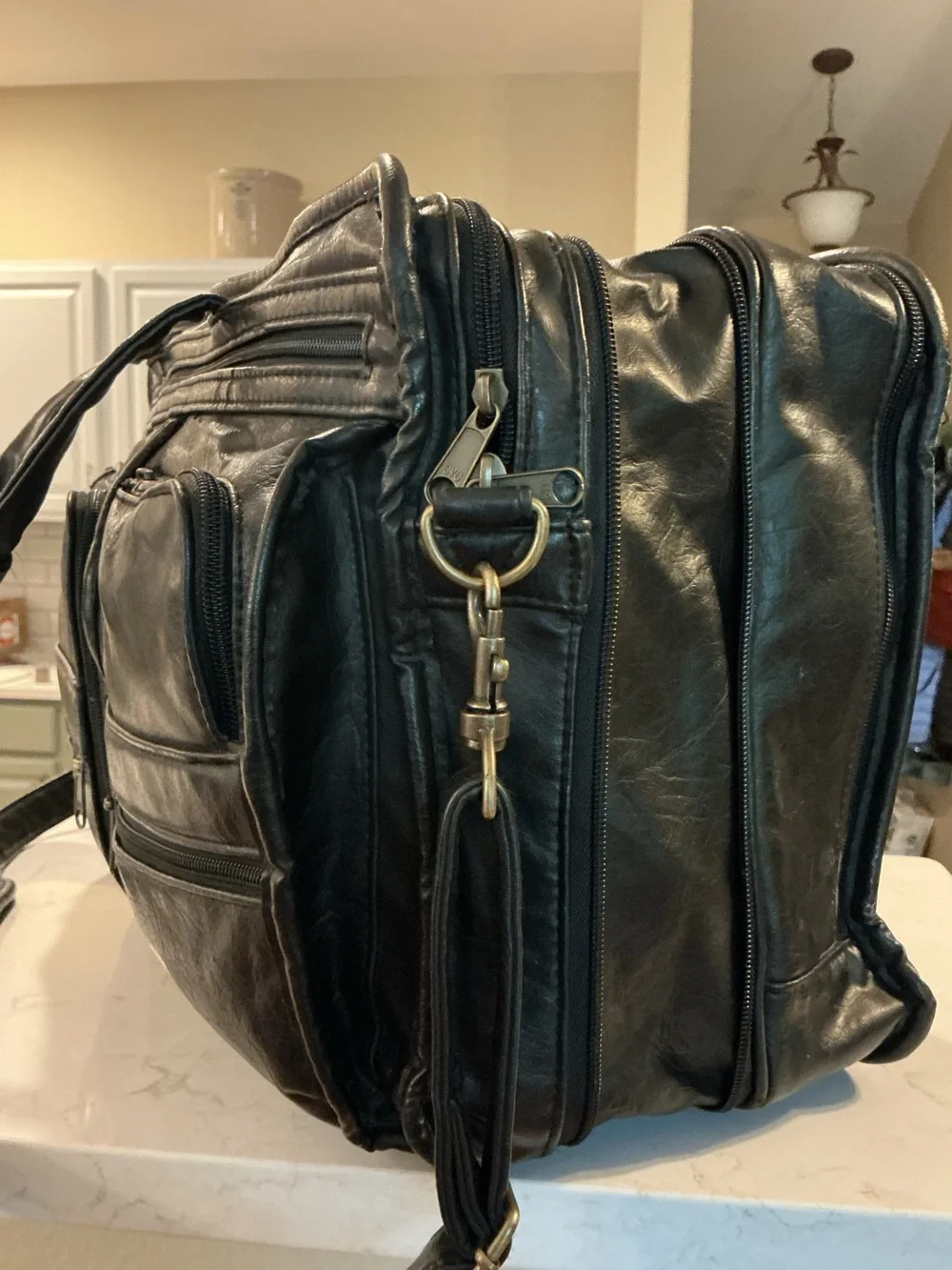Vintage Monarch Multi-Pocket Black Briefcase Messenger Bag 16”x 11” expandable